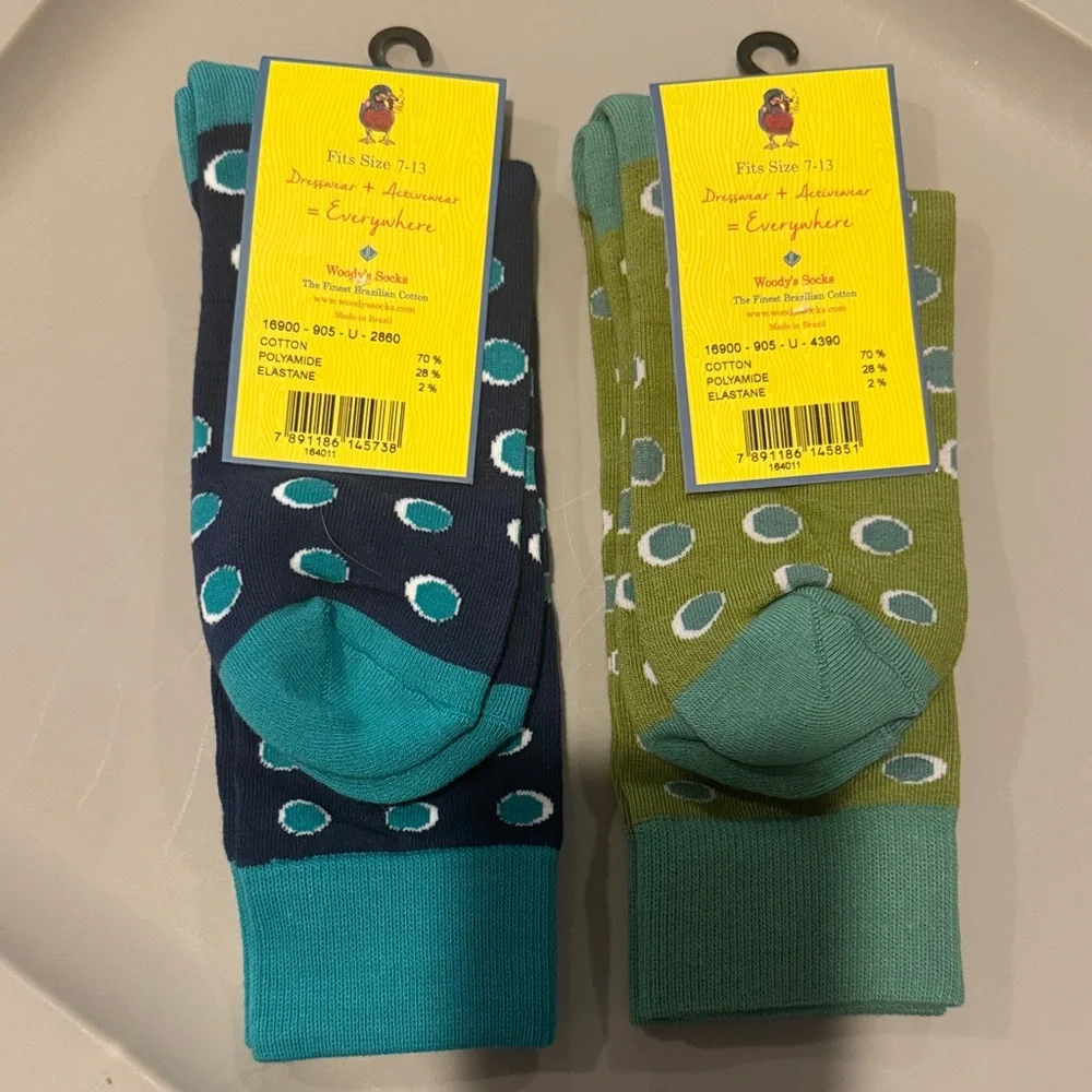 NWT Woodys Socks Bundle of Men's Polka Dot Dress Socks Stocking Stuffer Gift Fun